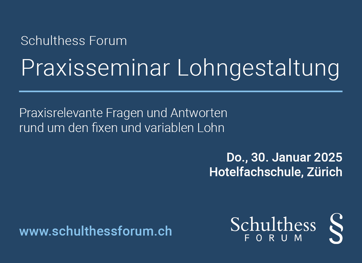 Schulthess Forum Praxisseminar Lohngestaltung