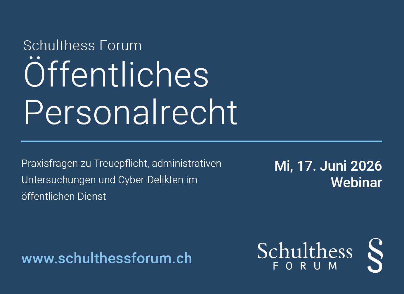 Schulthess Forum Öffentliches Personalrecht