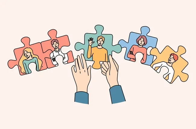 Puzzle mit Mitarbeitenden