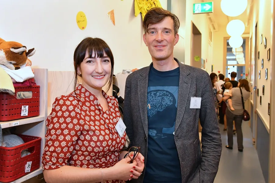 Inauguration de la Crèche du Centenaire. Nathalie Caracas et David Payot, conseiller municipal lausannois en charge de la Direction enfance, jeunesse et quartiers (DEJQ)