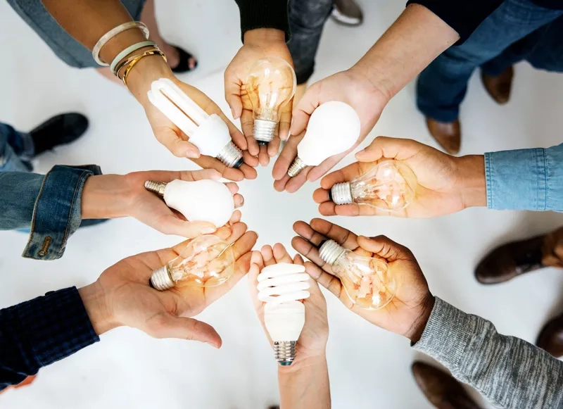 Team_Gluehbirnen_verschiedene-Ideen_unterschiedlich_Haende_123rf_web.jpg