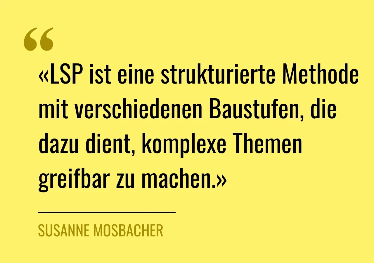 Artikelzitat: «LSP ist eine strukturierte Methode mit verschiedenen Baustufen, die dazu dient, komplexe Themen greifbar zu machen.»