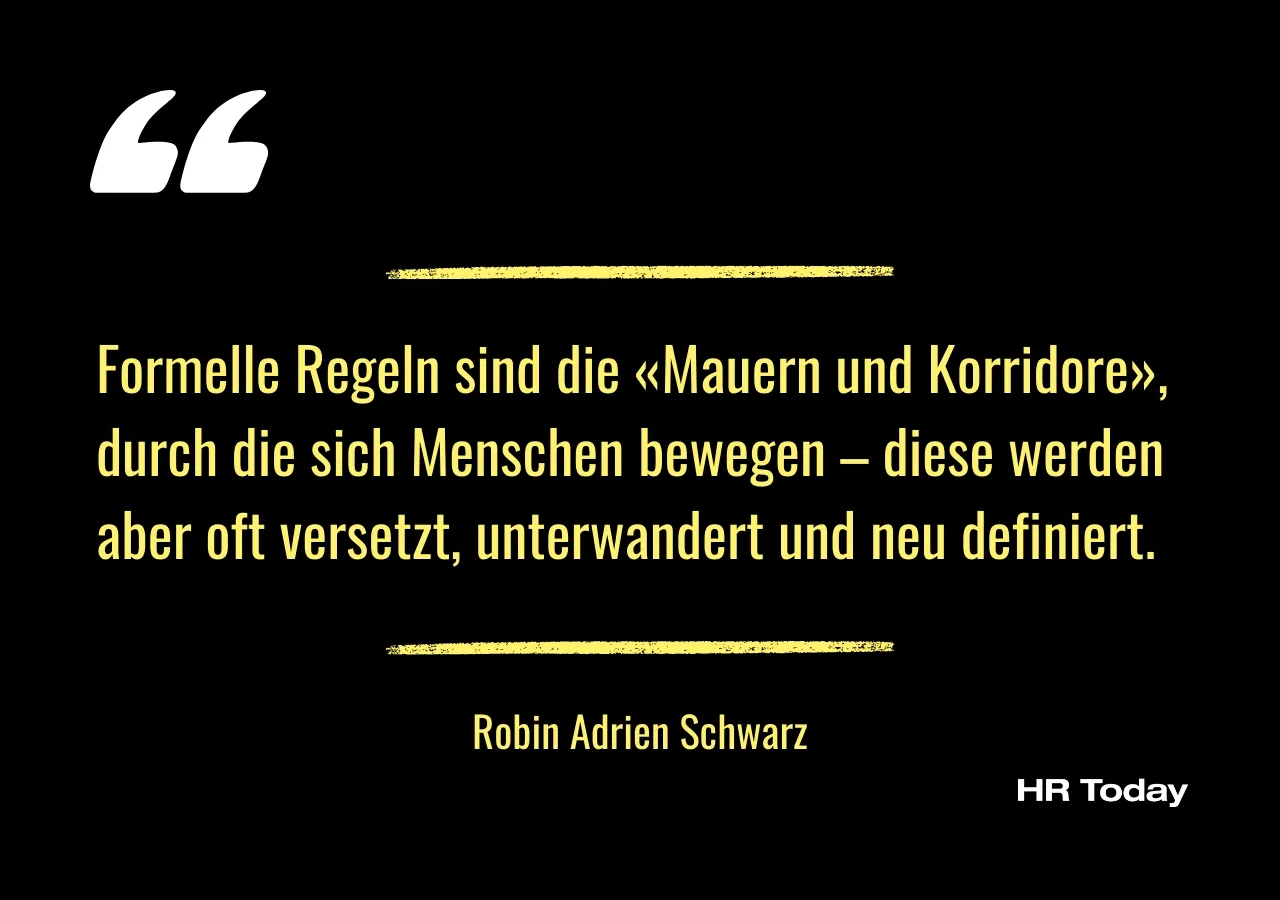 Artikelzitat: Formelle Regeln sind die «Mauern und Korridore», durch die sich Menschen bewegen – diese werden aber oft versetzt, unterwandert und neu definiert.